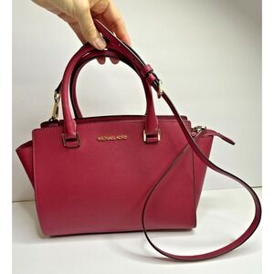 Michael Kors Selma Satchel Medium Top Zip Purse Saffiano Leather Crossbody Strap